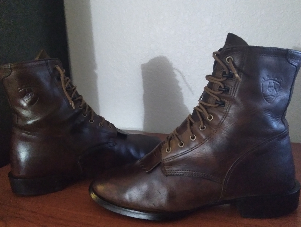 Mens Ariat Heritage Lacer Distressed Brown Leather Western Cowboy Boots Size 11